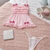 sweetslumber ملابس داخلية مثيرة بتصميم دانتيل زهري وقصات مفرغة وخصر منخفض g string، طقم بيجامة نسائي بأسلوب ins حلو مع كاميسول بفيونكة وألوان متباينة، فستان نوم بيبي دول نسائي بدون أكمام مع حواف مكشكشة متعددة الطبقات وزينة فيونكة لموسم العطلات 4