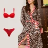 chillnights رداء صباحي نسائي كاجوال يومي للمنزل بطبعة نمر وتصميم مرقع مع ربطة خصر 18