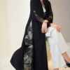 al najma عباءة نسائية أنيقة بلون أحادي مع تصميم من الدانتيل 7