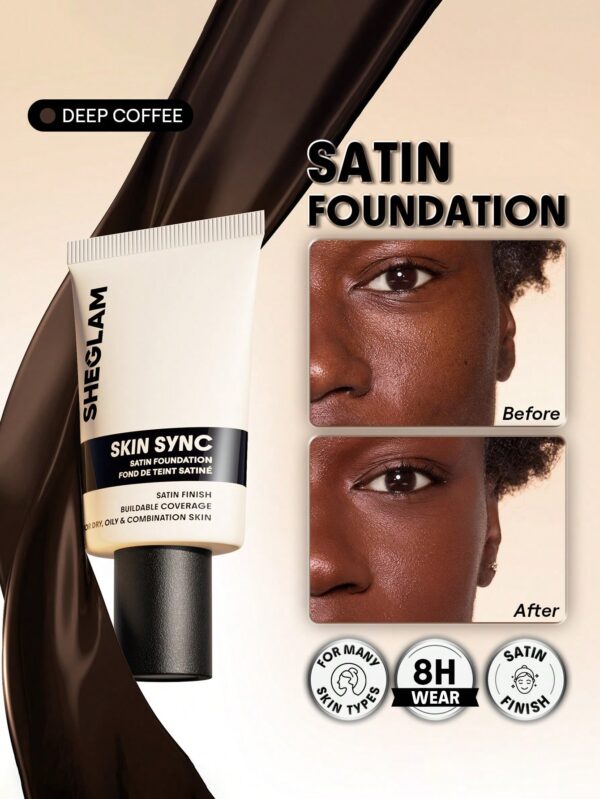 sheglam skin sync satin كريم أساس fair علامة تجارية جمال مكياج ميكب مستحضرات تجميل للنساء الفتيات مثالي لفصل الصيف الربيع مثالي ل y2k أزياء أنيقة عيد الأم هدية حفلة جاهز أفضل لون 34