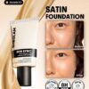 sheglam skin sync satin كريم أساس fair علامة تجارية جمال مكياج ميكب مستحضرات تجميل للنساء الفتيات مثالي لفصل الصيف الربيع مثالي ل y2k أزياء أنيقة عيد الأم هدية حفلة جاهز أفضل لون 5