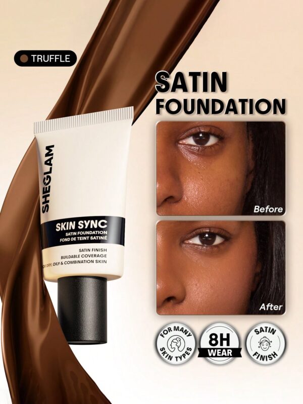 sheglam skin sync satin كريم أساس fair علامة تجارية جمال مكياج ميكب مستحضرات تجميل للنساء الفتيات مثالي لفصل الصيف الربيع مثالي ل y2k أزياء أنيقة عيد الأم هدية حفلة جاهز أفضل لون 28