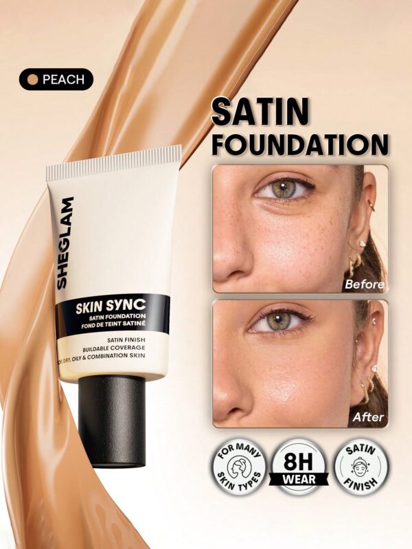 sheglam skin sync satin كريم أساس fair علامة تجارية جمال مكياج ميكب مستحضرات تجميل للنساء الفتيات مثالي لفصل الصيف الربيع مثالي ل y2k أزياء أنيقة عيد الأم هدية حفلة جاهز أفضل لون 11