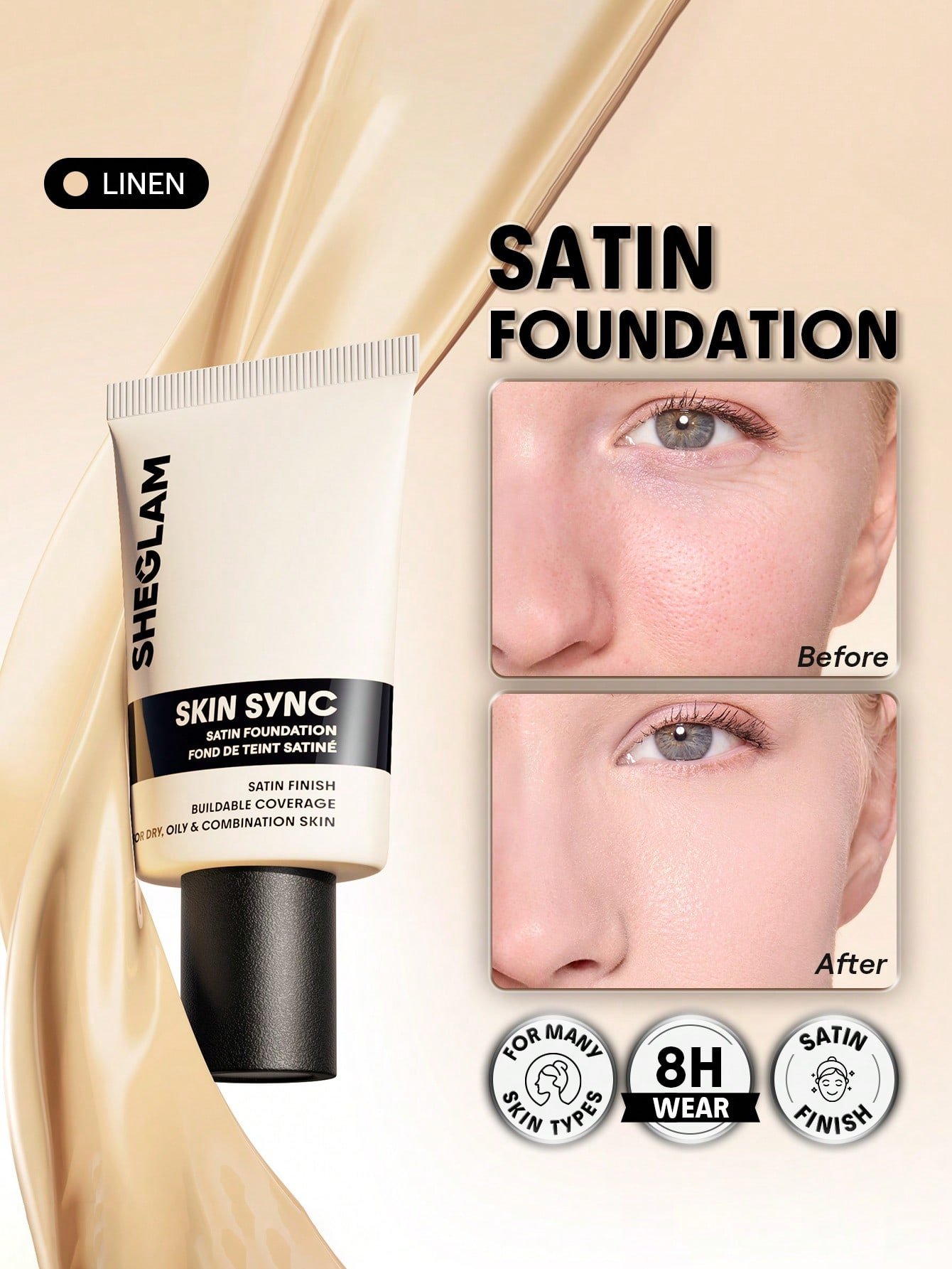 sheglam skin sync satin كريم أساس fair علامة تجارية جمال مكياج ميكب مستحضرات تجميل للنساء الفتيات مثالي لفصل الصيف الربيع مثالي ل y2k أزياء أنيقة عيد الأم هدية حفلة جاهز أفضل لون sheglam skin sync satin كريم أساس fair علامة تجارية جمال مكياج ميكب مستحضرات تجميل للنساء الفتيات مثالي لفصل الصيف الربيع مثالي ل y2k أزياء أنيقة عيد الأم هدية حفلة جاهز أفضل لون