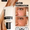 sheglam skin sync satin كريم أساس fair علامة تجارية جمال مكياج ميكب مستحضرات تجميل للنساء الفتيات مثالي لفصل الصيف الربيع مثالي ل y2k أزياء أنيقة عيد الأم هدية حفلة جاهز أفضل لون 17