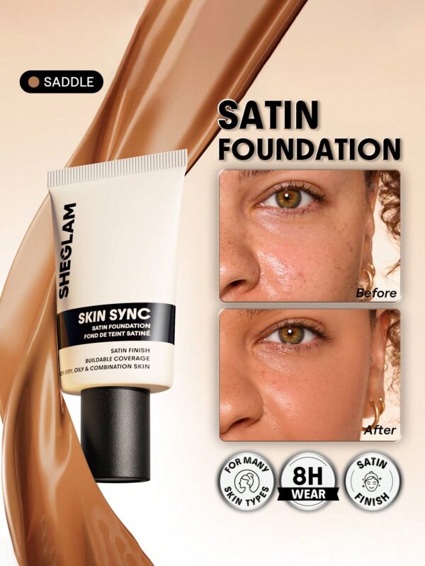 sheglam skin sync satin كريم أساس fair علامة تجارية جمال مكياج ميكب مستحضرات تجميل للنساء الفتيات مثالي لفصل الصيف الربيع مثالي ل y2k أزياء أنيقة عيد الأم هدية حفلة جاهز أفضل لون 17