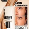 sheglam skin sync satin كريم أساس fair علامة تجارية جمال مكياج ميكب مستحضرات تجميل للنساء الفتيات مثالي لفصل الصيف الربيع مثالي ل y2k أزياء أنيقة عيد الأم هدية حفلة جاهز أفضل لون 18