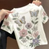 ملابس علوية قصيرة الأكمام مطبوعة بزهور للبنات الصغيرات، تصميم بسيط مناسب للصيف 14