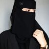 قطعة واحدة نقاب نسائي بلون أحادي مع فيونكة ذهبية مطبوعة بالزهور، وشاح رأس خفيف قابل للتنفس، أسود، للشاطئ والعطلات 8