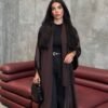 1 قطعة فستان نسائي طويل الأكمام بأسلوب الساتان/جلابية، خصر بحزام مع تصميم مشقوق، قماش منسوج، أسلوب بوهيمي، مثالي للارتداء اليومي، ساتان لطيف على البشرة، قابل للتنفس وبارد 2