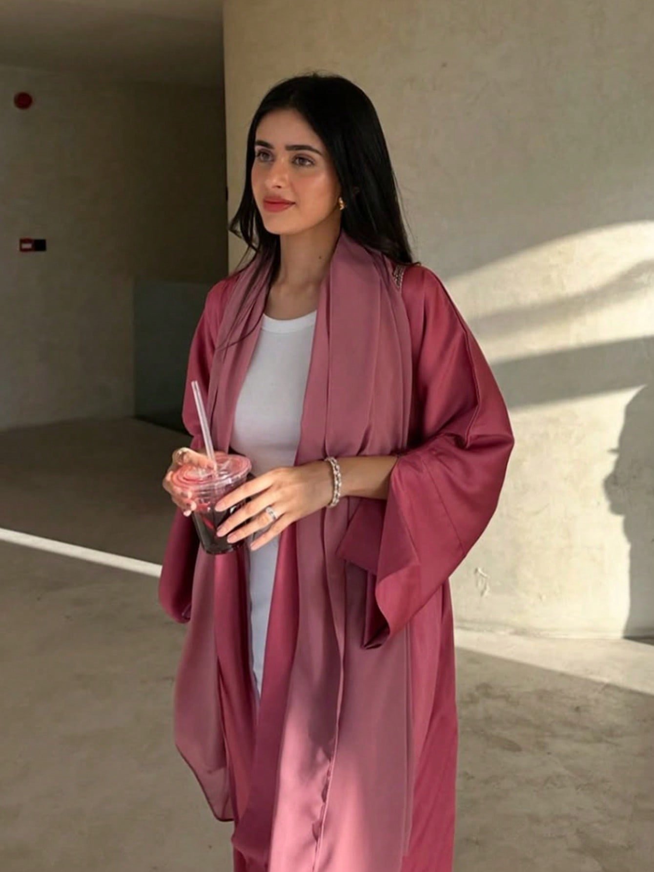 1 قطعة فستان نسائي طويل الأكمام بأسلوب الساتان/جلابية، خصر بحزام مع تصميم مشقوق، قماش منسوج، أسلوب بوهيمي، مثالي للارتداء اليومي، ساتان لطيف على البشرة، قابل للتنفس وبارد 4