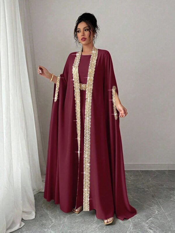rafferiza مجموعة أنيقة للنساء مكونة من قطعتين: رداء وفستان بأكمام خفاش 2