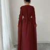 rafferiza عباءة نسائية طويلة الأكمام بتصميم لوحات متناسقة، فستان كفتان بلون أحادي مع تطريز دانتيل 9