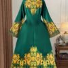 rometta فستان نسائي بحجم كبير من قطعة واحدة، أنيق وبأسلوب عطلة، مطبوع بياقة مزيفة وأكمام واسعة، قصة ضيقة إشارات الحزن جمالية الأربعاء 12