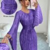 elenzga فستان أنيق بأكمام واسعة ذو لون أحادي 4