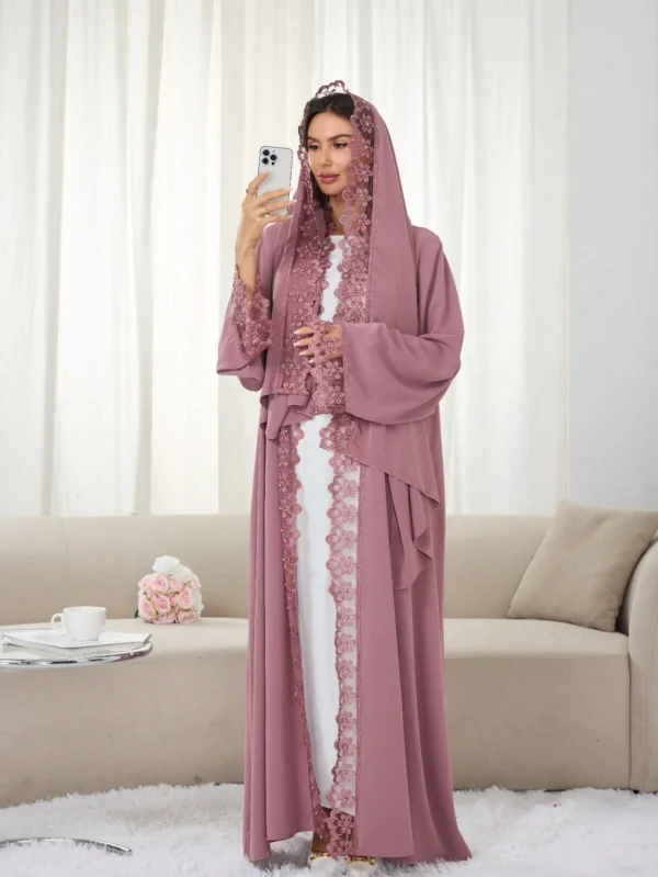 solessence 1 طقم حجاب + فستان إسلامي أبايا متوسط الطول، عباءة تركية دبي مع وشاح، مناسب للنساء للاستخدام اليومي في الربيع 5