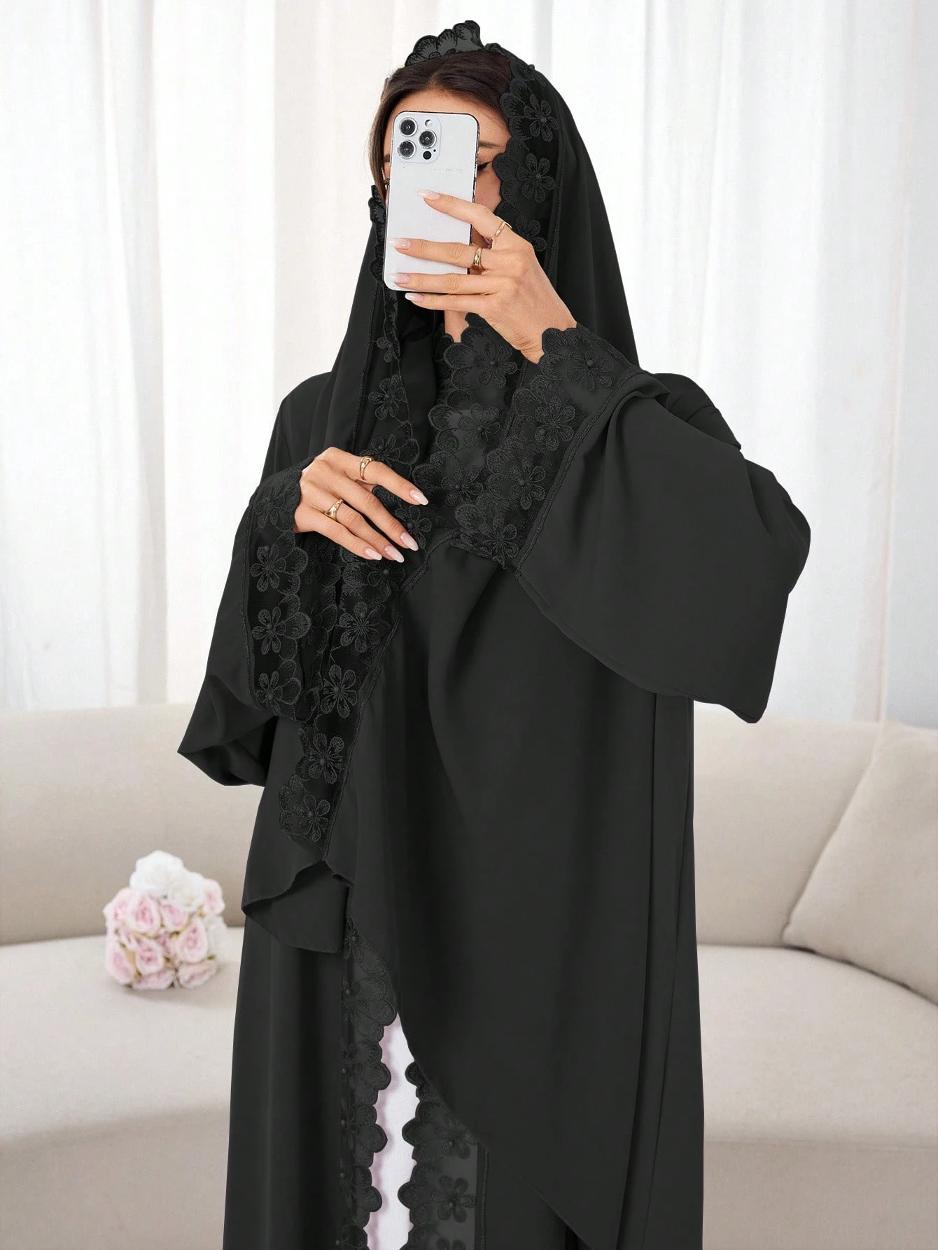 solessence 1 طقم حجاب + فستان إسلامي أبايا متوسط الطول، عباءة تركية دبي مع وشاح، مناسب للنساء للاستخدام اليومي في الربيع 12