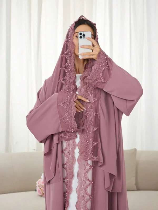 solessence 1 طقم حجاب + فستان إسلامي أبايا متوسط الطول، عباءة تركية دبي مع وشاح، مناسب للنساء للاستخدام اليومي في الربيع 8