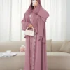 solessence 1 طقم حجاب + فستان إسلامي أبايا متوسط الطول، عباءة تركية دبي مع وشاح، مناسب للنساء للاستخدام اليومي في الربيع 9