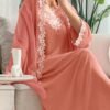 shein najma فستان رقبة دائرية مطرز بزخارف ورقية وازهار، مع طرحة طويلة، فستان جميل وحتشم للسيدات 4