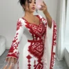 elenzga فستان نسائي أحمر وأبيض، صيفي، أنيق، للعطلات، لضيوف الزفاف، عيد الأضحى، بتصميم ريترو بياقة v وأكمام طويلة وخصر محدد وقصة a line مطبوع لعيد الحب 11
