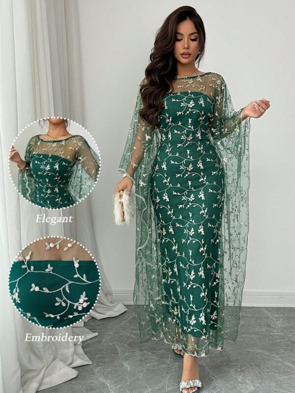 shein raffinéa فستان بانديو مطرز بزخارف أنيقة وبطبقة شفافة تكشف عن الشكل الخارجي، طقم قطعتين مناسب للحفلات والتجمعات في فصلي الربيع والصيف 3