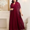 shein clasi مجموعة قطعتين من رداء وفستان نوم مزين بالراين ستون مع أكمام على شكل خفاش للنساء ذوات الحجم الكبير، أنيقة 8