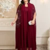 shein clasi مجموعة قطعتين من رداء وفستان نوم مزين بالراين ستون مع أكمام على شكل خفاش للنساء ذوات الحجم الكبير، أنيقة 10