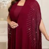 shein clasi مجموعة قطعتين من رداء وفستان نوم مزين بالراين ستون مع أكمام على شكل خفاش للنساء ذوات الحجم الكبير، أنيقة 13
