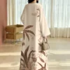 shein najma فستان ماكسي أنيق بطبعة رقمية ملونة بنمط الكرمة، طويل الأكمام وياقة على شكل حرف v، للربيع والخريف 15