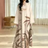 shein najma فستان ماكسي أنيق بطبعة رقمية ملونة بنمط الكرمة، طويل الأكمام وياقة على شكل حرف v، للربيع والخريف 16