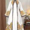 rometta فستان نسائي بحجم كبير من قطعة واحدة، أنيق وبأسلوب عطلة، مطبوع بياقة مزيفة وأكمام واسعة، قصة ضيقة إشارات الحزن جمالية الأربعاء 4
