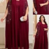 shein clasi مجموعة قطعتين من رداء وفستان نوم مزين بالراين ستون مع أكمام على شكل خفاش للنساء ذوات الحجم الكبير، أنيقة 16
