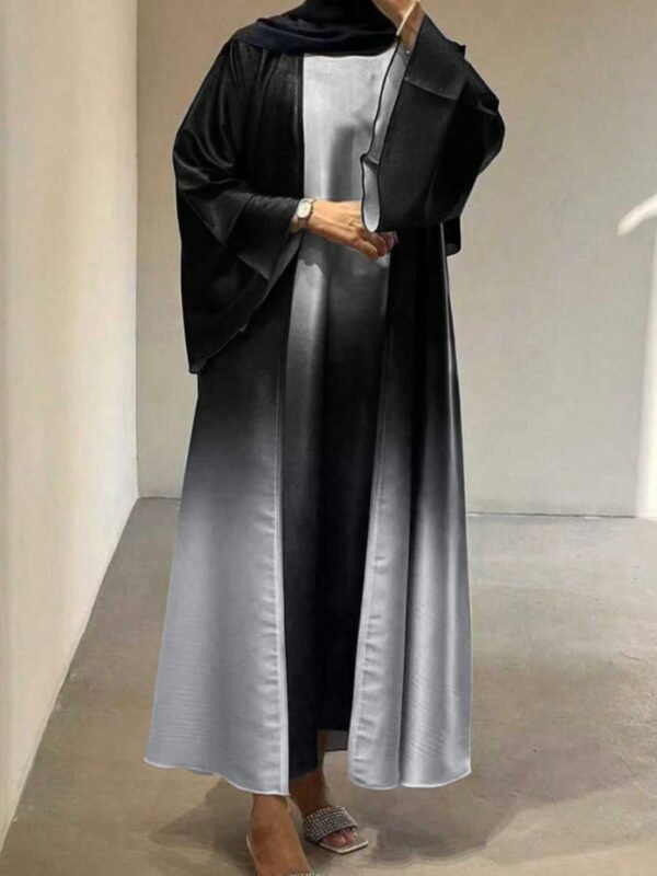 فستان عباية أنيق بتدرج لوني جديد لموسم الخريف/الشتاء، كارديجان رداء 2 في 1 للنساء في الربيع 2
