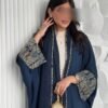 مجموعة مكونة من 2 قطعة: بلوزة كارديجان طويلة مطبوعة بزهور من البوليستر + وشاح مطبوع من الشيفون، مناسبة لجميع فصول السنة بما في ذلك الربيع 2