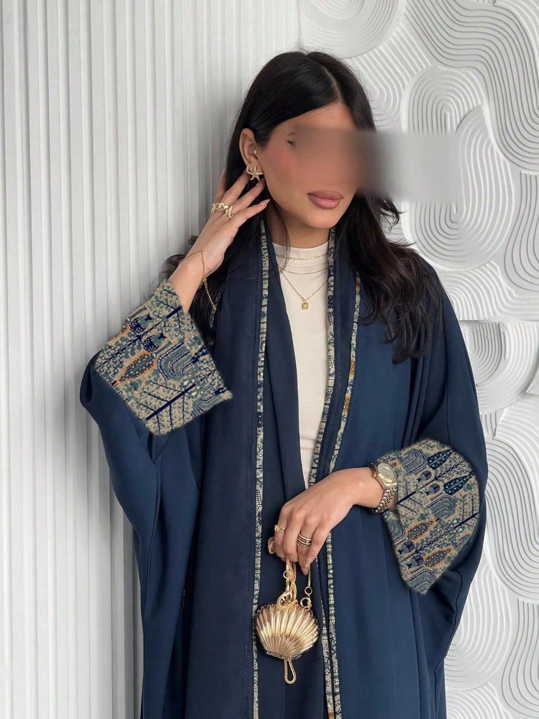 مجموعة مكونة من 2 قطعة: بلوزة كارديجان طويلة مطبوعة بزهور من البوليستر + وشاح مطبوع من الشيفون، مناسبة لجميع فصول السنة بما في ذلك الربيع 2