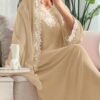 shein najma فستان رقبة دائرية مطرز بزخارف ورقية وازهار، مع طرحة طويلة، فستان جميل وحتشم للسيدات shein najma فستان رقبة دائرية مطرز بزخارف ورقية وازهار، مع طرحة طويلة، فستان جميل وحتشم للسيدات
