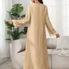 shein najma فستان رقبة دائرية مطرز بزخارف ورقية وازهار، مع طرحة طويلة، فستان جميل وحتشم للسيدات 10
