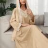 shein najma فستان رقبة دائرية مطرز بزخارف ورقية وازهار، مع طرحة طويلة، فستان جميل وحتشم للسيدات 12