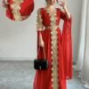 rafferiza عباءة نسائية طويلة الأكمام بتصميم لوحات متناسقة، فستان كفتان بلون أحادي مع تطريز دانتيل 5