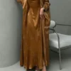 عباية نسائية موضة الشرق الأوسط الجديدة مزينة بالراين ستون، رداء طويل قابل للسحب راين ستون عشوائي للربيع 8