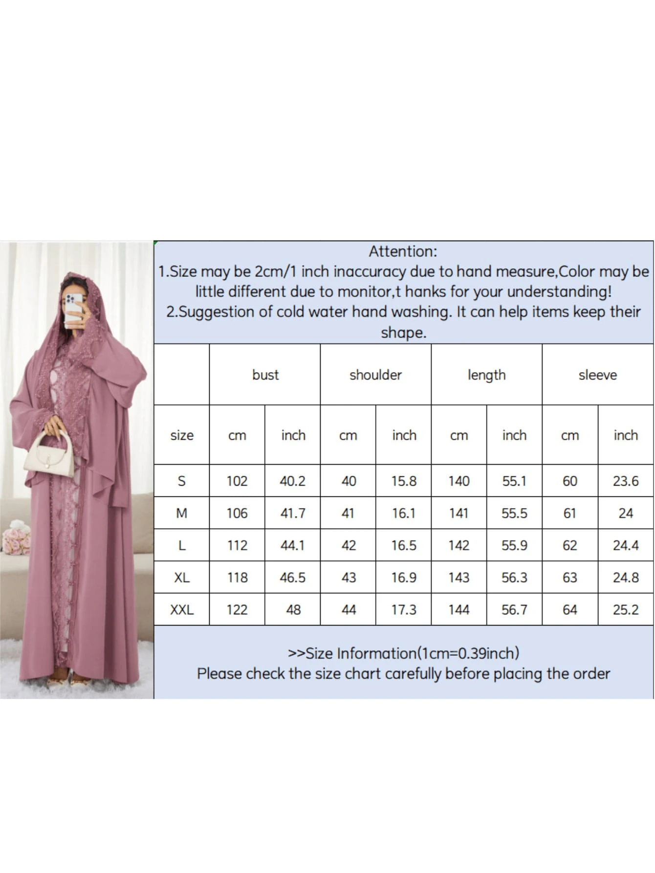 solessence 1 طقم حجاب + فستان إسلامي أبايا متوسط الطول، عباءة تركية دبي مع وشاح، مناسب للنساء للاستخدام اليومي في الربيع 10