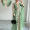 rafferiza عباءة نسائية طويلة الأكمام بتصميم لوحات متناسقة، فستان كفتان بلون أحادي مع تطريز دانتيل 7