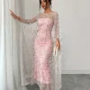 shein raffinéa فستان بانديو مطرز بزخارف أنيقة وبطبقة شفافة تكشف عن الشكل الخارجي، طقم قطعتين مناسب للحفلات والتجمعات في فصلي الربيع والصيف 11