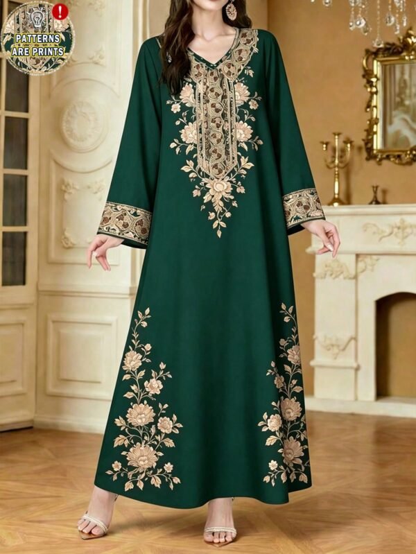 shein najma فستان ماكسي أنيق بطبعة رقمية ملونة بنمط الكرمة، طويل الأكمام وياقة على شكل حرف v، للربيع والخريف shein najma فستان ماكسي أنيق بطبعة رقمية ملونة بنمط الكرمة، طويل الأكمام وياقة على شكل حرف v، للربيع والخريف